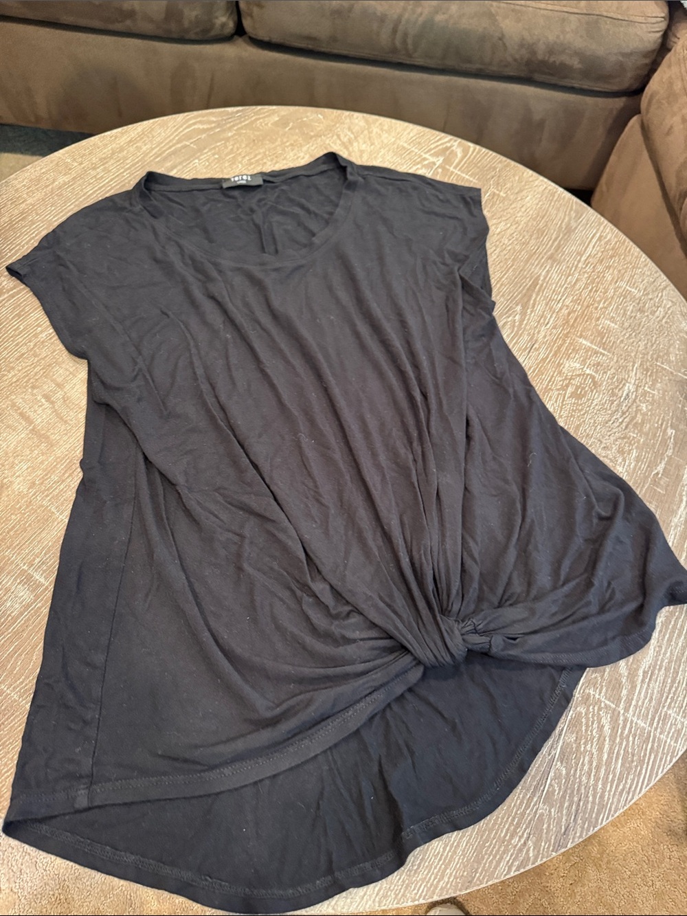 Terez Black Short-Sleeve Knot Front Tee